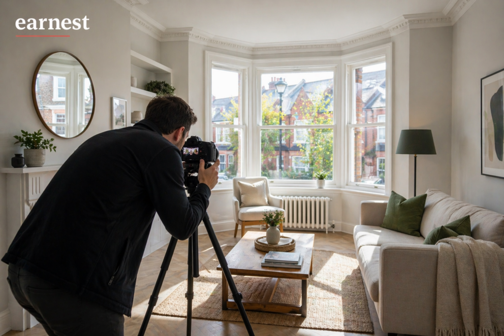 real estate photographer taking professional photos inside a dublin home